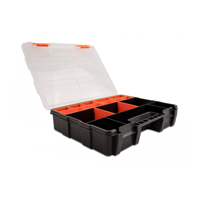Delock Sortimentsbox mit 21 Fächern 290 x 220 x 60 mm orange / schwarz