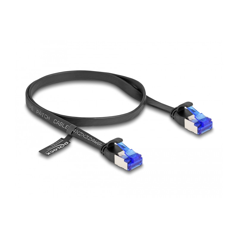 Delock RJ45 Flachband Patchkabel Stecker zu Stecker Cat.6A flexibel 0,5 m schwarz