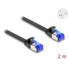 Delock RJ45 Flachband Patchkabel Stecker zu Stecker Cat.6A flexibel 2 m schwarz