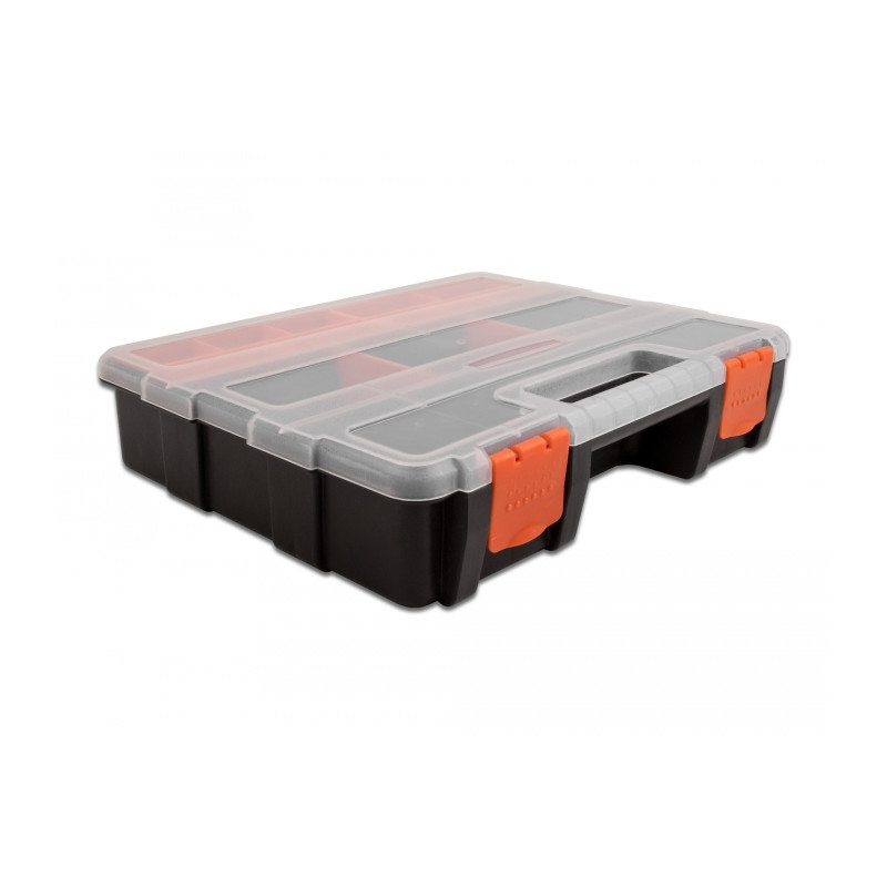 Delock Sortimentsbox mit 21 Fächern 290 x 220 x 60 mm orange / schwarz