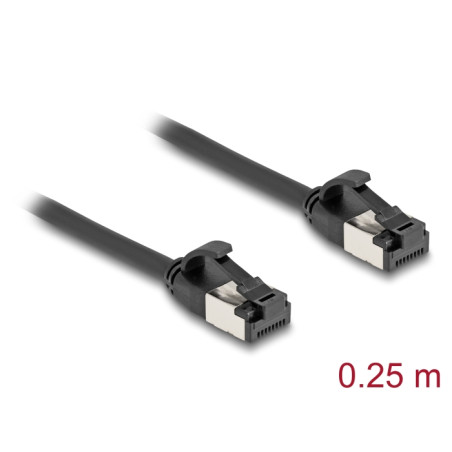 Delock RJ45 Kabel Stecker zu Stecker Cat.8.1 flexibel 0,25 m schwarz
