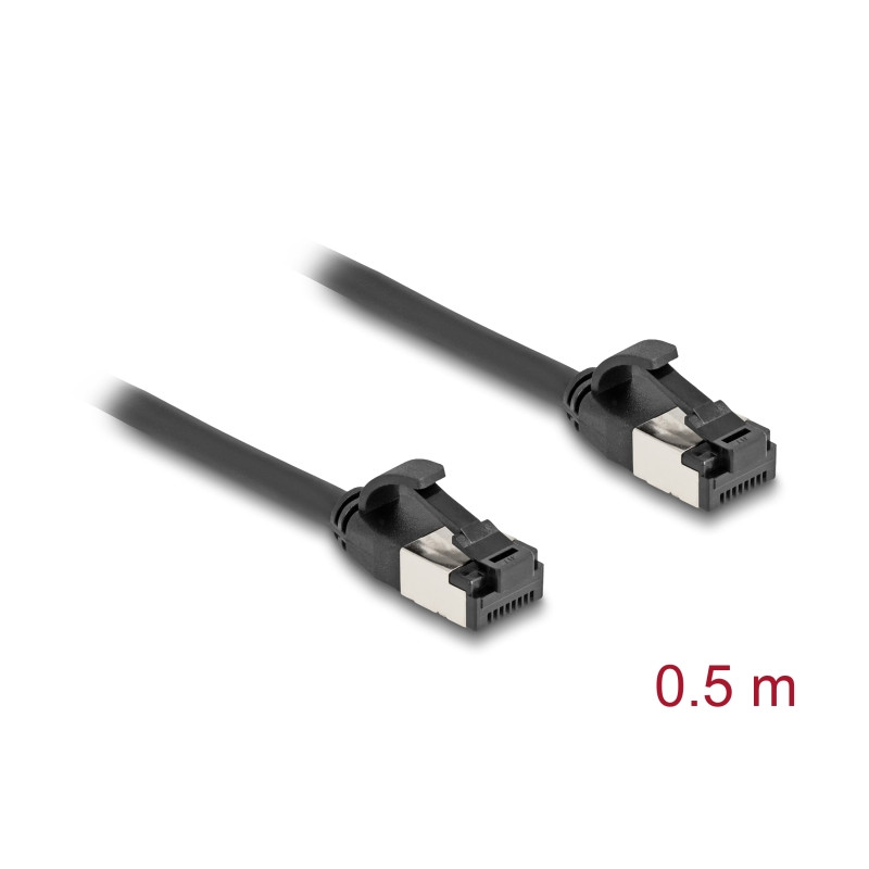 Delock RJ45 Kabel Stecker zu Stecker Cat.8.1 flexibel 0,5 m schwarz