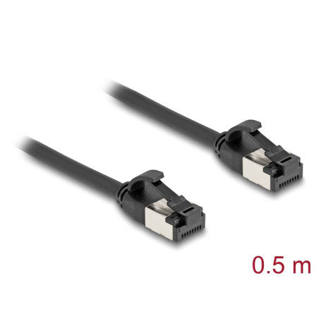 Delock RJ45 Kabel Stecker zu Stecker Cat.8.1 flexibel 0,5 m schwarz