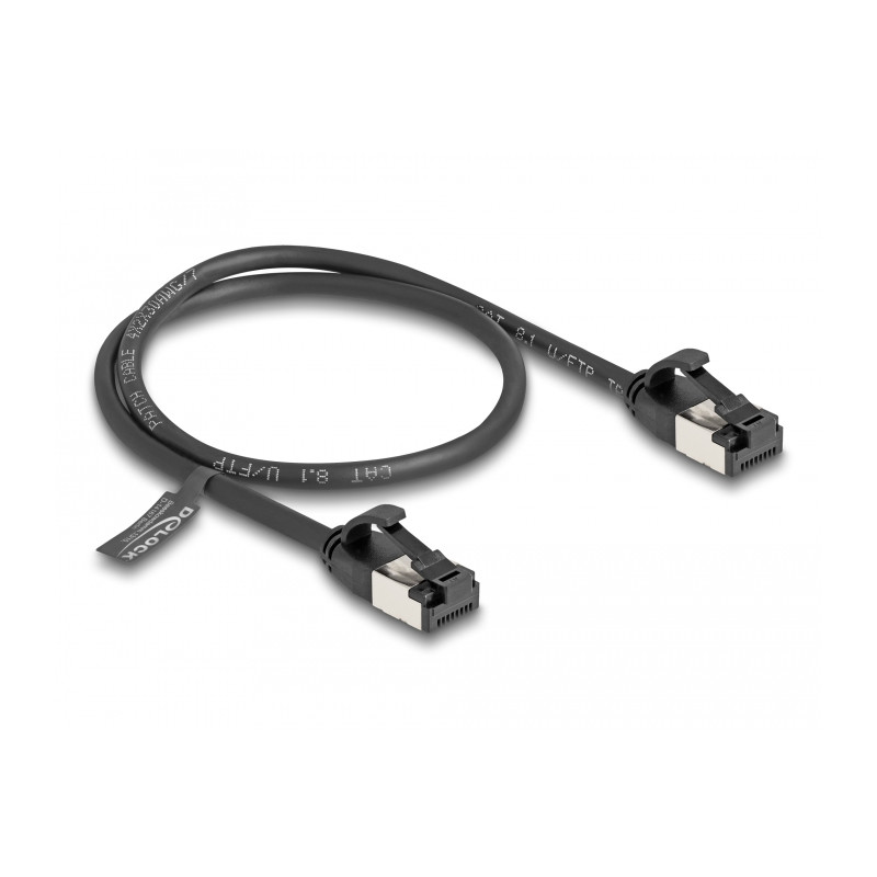 Delock RJ45 Kabel Stecker zu Stecker Cat.8.1 flexibel 0,5 m schwarz