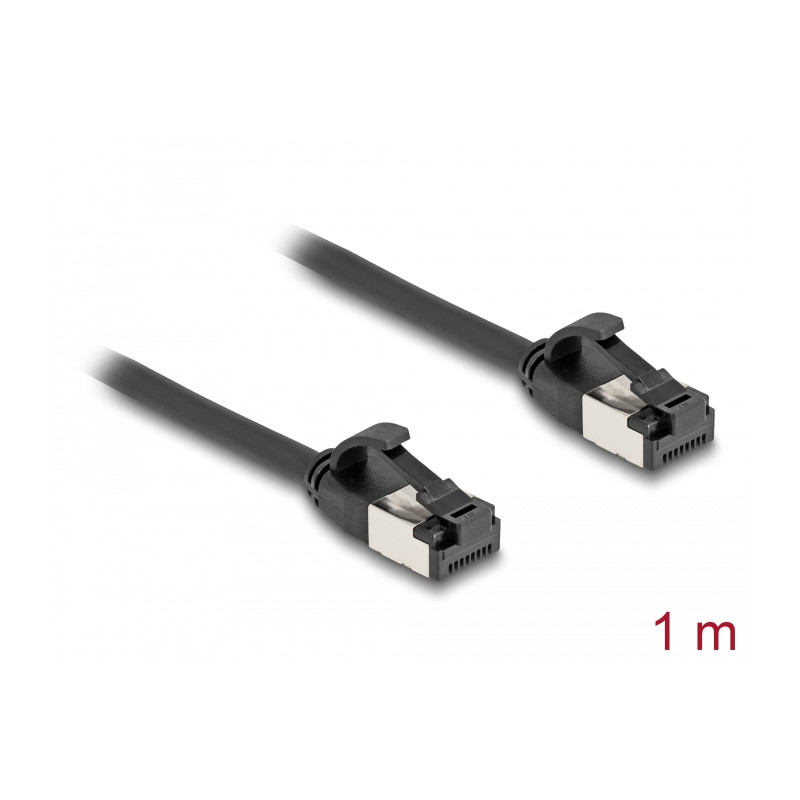 Delock RJ45 Kabel Stecker zu Stecker Cat.8.1 flexibel 1 m schwarz
