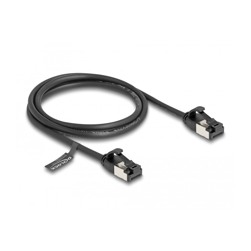 Delock RJ45 Kabel Stecker zu Stecker Cat.8.1 flexibel 1 m schwarz