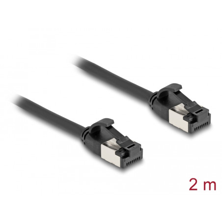 Delock RJ45 Kabel Stecker zu Stecker Cat.8.1 flexibel 2 m schwarz