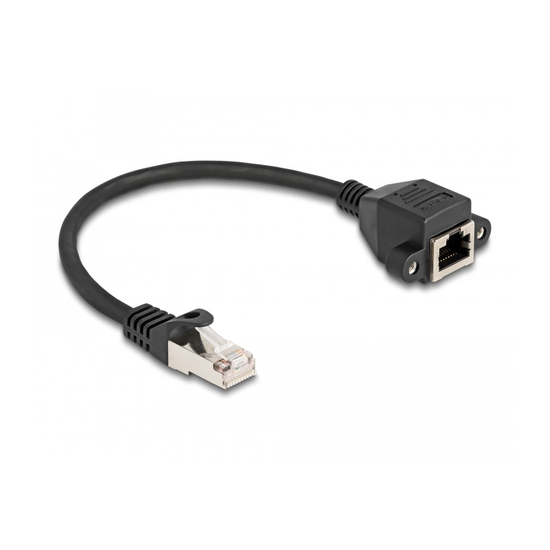 Delock RJ50 Verlängerungskabel Stecker zu Buchse S/FTP 0,25 m schwarz