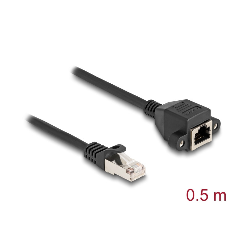 Delock RJ50 Verlängerungskabel Stecker zu Buchse S/FTP 0,5 m schwarz