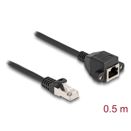 Delock RJ50 Verlängerungskabel Stecker zu Buchse S/FTP 0,5 m schwarz