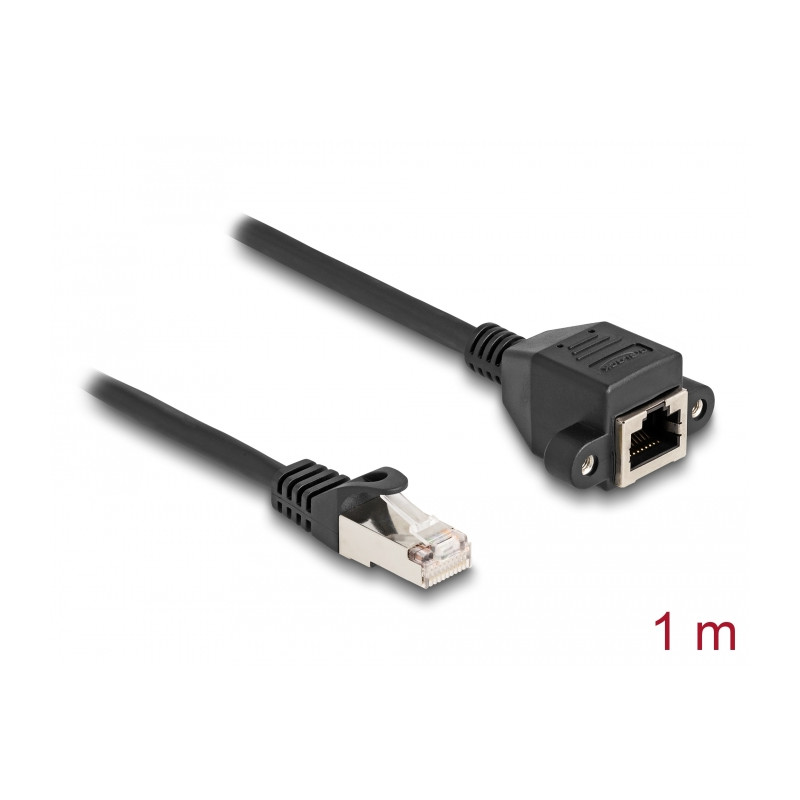 Delock RJ50 Verlängerungskabel Stecker zu Buchse S/FTP 1 m schwarz