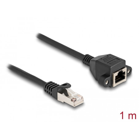 Delock RJ50 Verlängerungskabel Stecker zu Buchse S/FTP 1 m schwarz
