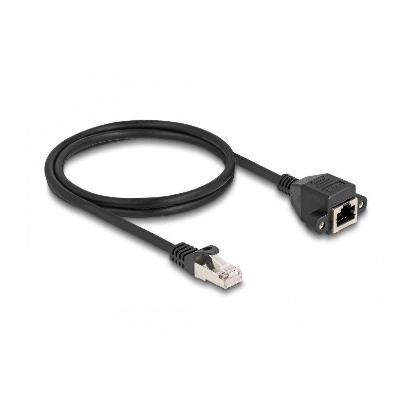 Delock RJ50 Verlängerungskabel Stecker zu Buchse S/FTP 1 m schwarz