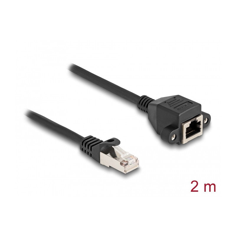 Delock RJ50 Verlängerungskabel Stecker zu Buchse S/FTP 2 m schwarz