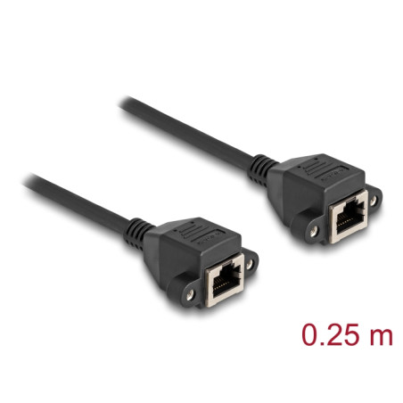Delock RJ50 Verlängerungskabel Buchse zu Buchse S/FTP 0,25 m schwarz