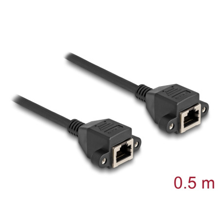 Delock RJ50 Verlängerungskabel Buchse zu Buchse S/FTP 0,5 m schwarz