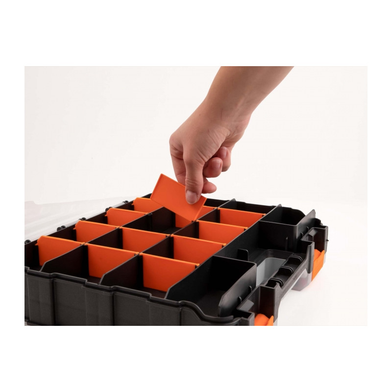 Delock Sortimentsbox mit 34 Fächern 320 x 270 x 80 mm orange / schwarz