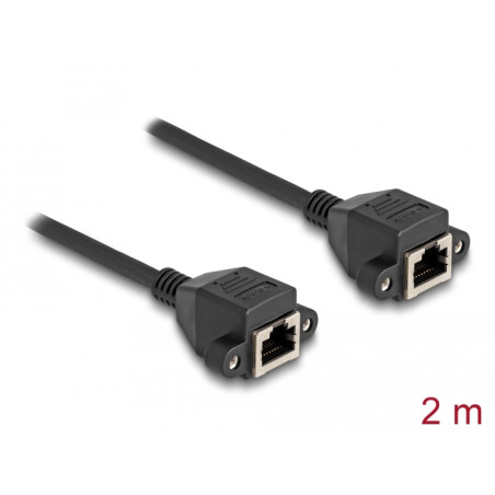 Delock RJ50 Verlängerungskabel Buchse zu Buchse S/FTP 2 m schwarz