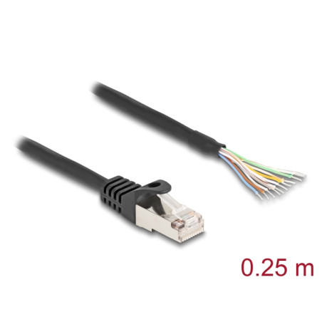 Delock Kabel RJ50 Stecker zu offenen Kabelenden S/FTP 0,25 m schwarz
