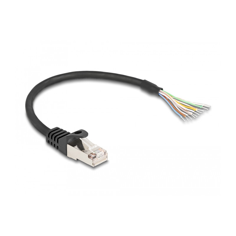 Delock Kabel RJ50 Stecker zu offenen Kabelenden S/FTP 0,25 m schwarz