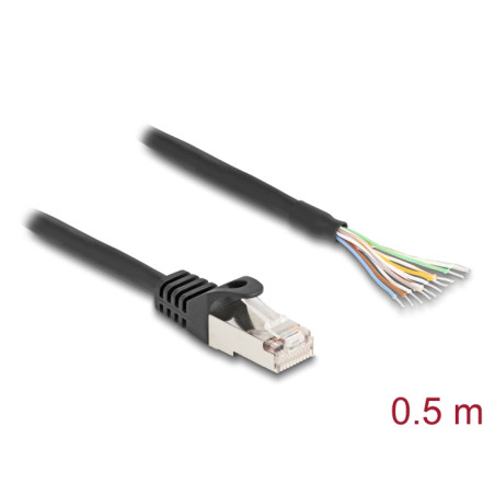 Delock Kabel RJ50 Stecker zu offenen Kabelenden S/FTP 0,5 m schwarz