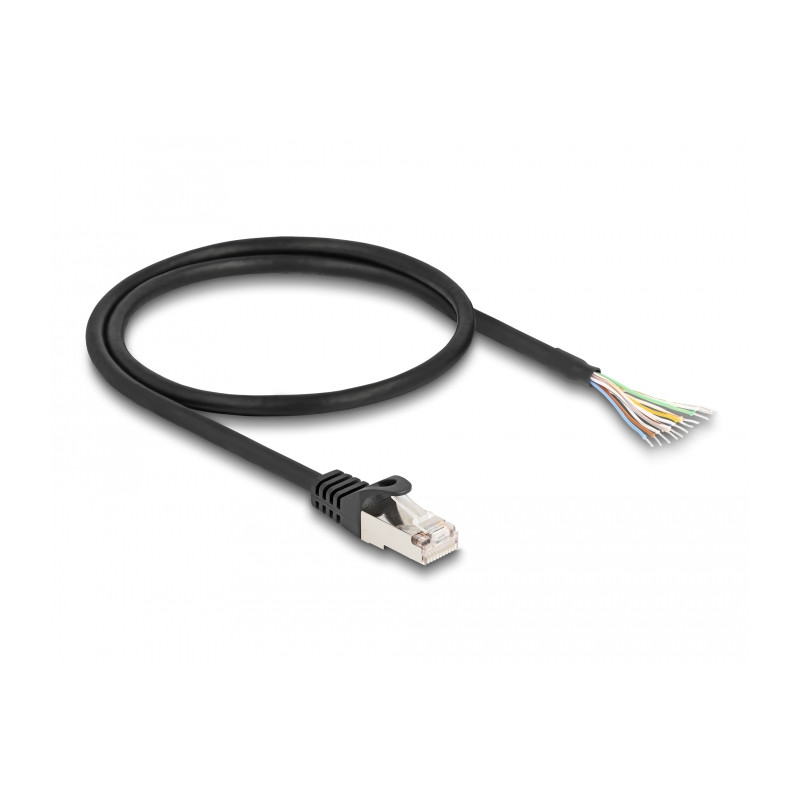 Delock Kabel RJ50 Stecker zu offenen Kabelenden S/FTP 0,5 m schwarz