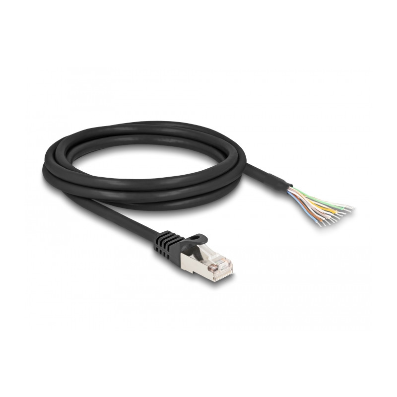 Delock Kabel RJ50 Stecker zu offenen Kabelenden S/FTP 2 m schwarz