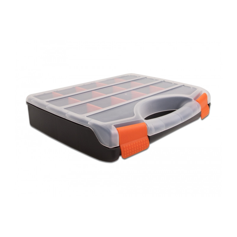 Delock Sortimentsbox mit 17 Fächern 320 x 255 x 60 mm orange / schwarz