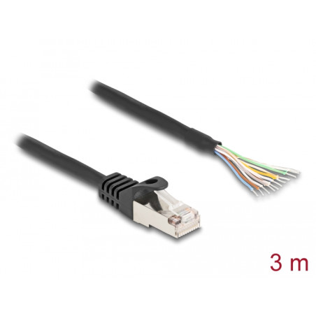 Delock Kabel RJ50 Stecker zu offenen Kabelenden S/FTP 3 m schwarz