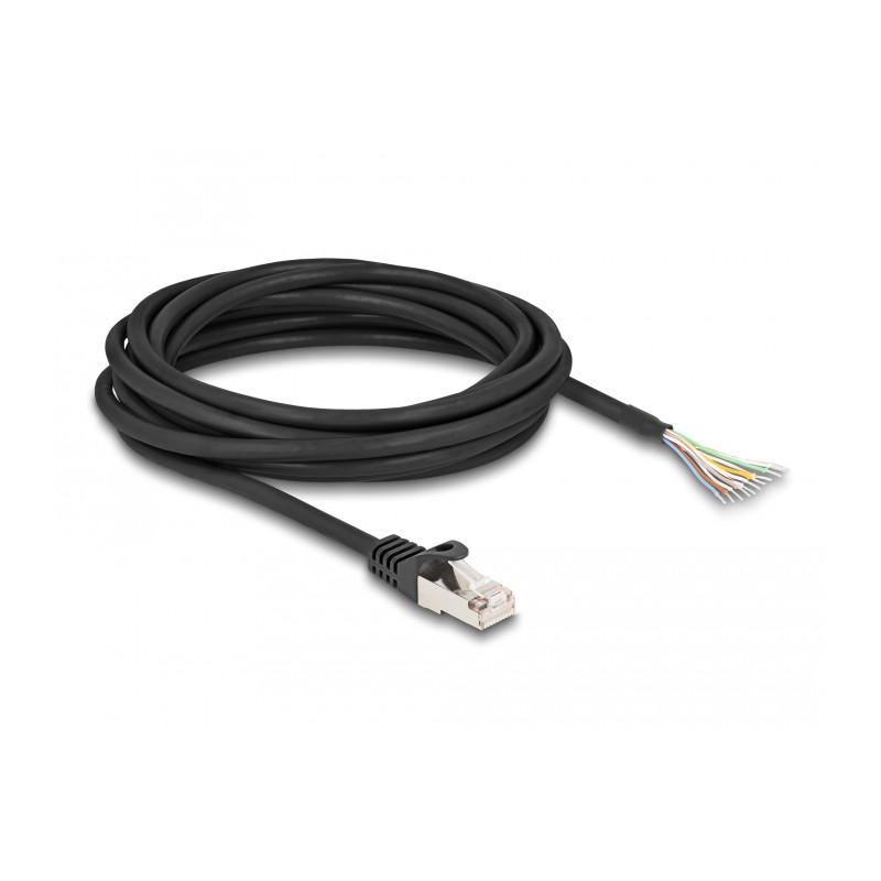 Delock Kabel RJ50 Stecker zu offenen Kabelenden S/FTP 5 m schwarz