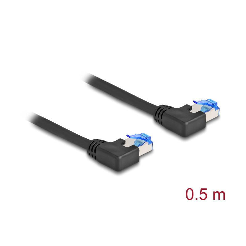 Delock RJ45 Netzwerkkabel Cat.6A S/FTP links gewinkelt 0,5 m schwarz