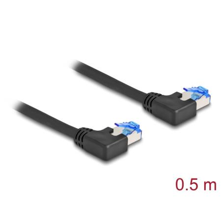 Delock RJ45 Netzwerkkabel Cat.6A S/FTP links gewinkelt 0,5 m schwarz