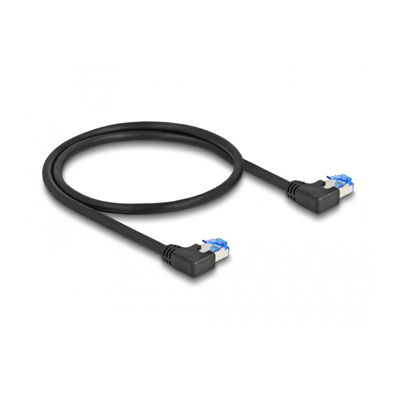 Delock RJ45 Netzwerkkabel Cat.6A S/FTP links gewinkelt 0,5 m schwarz