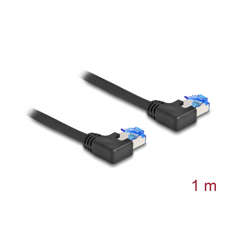Delock RJ45 Netzwerkkabel Cat.6A S/FTP links gewinkelt 1 m schwarz