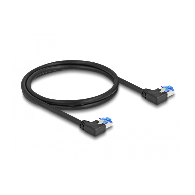Delock RJ45 Netzwerkkabel Cat.6A S/FTP links gewinkelt 1 m schwarz
