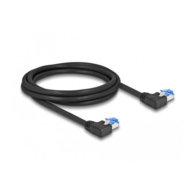 Delock RJ45 Netzwerkkabel Cat.6A S/FTP links gewinkelt 2 m schwarz