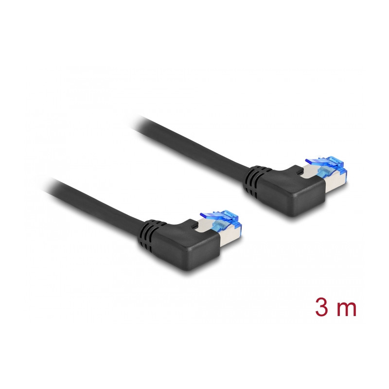 Delock RJ45 Netzwerkkabel Cat.6A S/FTP links gewinkelt 3 m schwarz