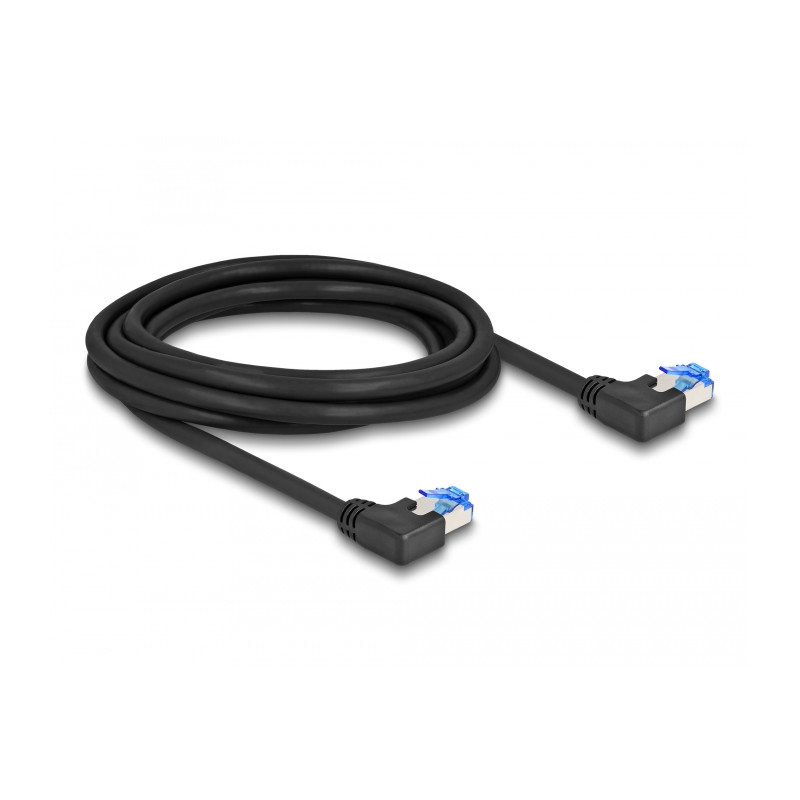 Delock RJ45 Netzwerkkabel Cat.6A S/FTP links gewinkelt 3 m schwarz