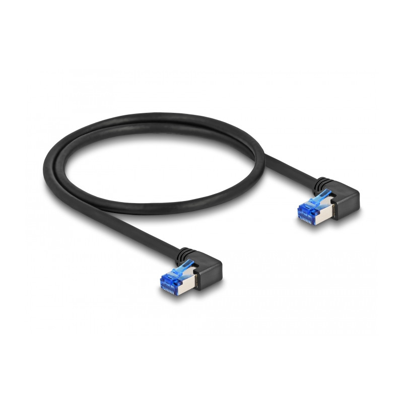 Delock RJ45 Netzwerkkabel Cat.6A S/FTP rechts gewinkelt 0,5 m schwarz