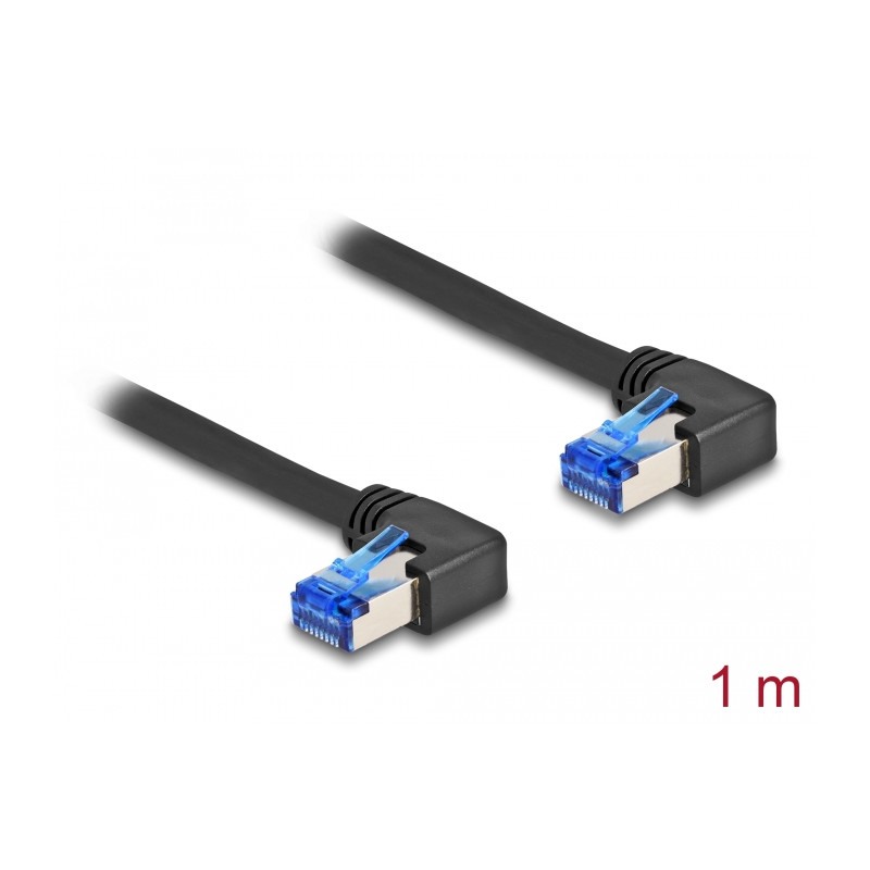 Delock RJ45 Netzwerkkabel Cat.6A S/FTP rechts gewinkelt 1 m schwarz
