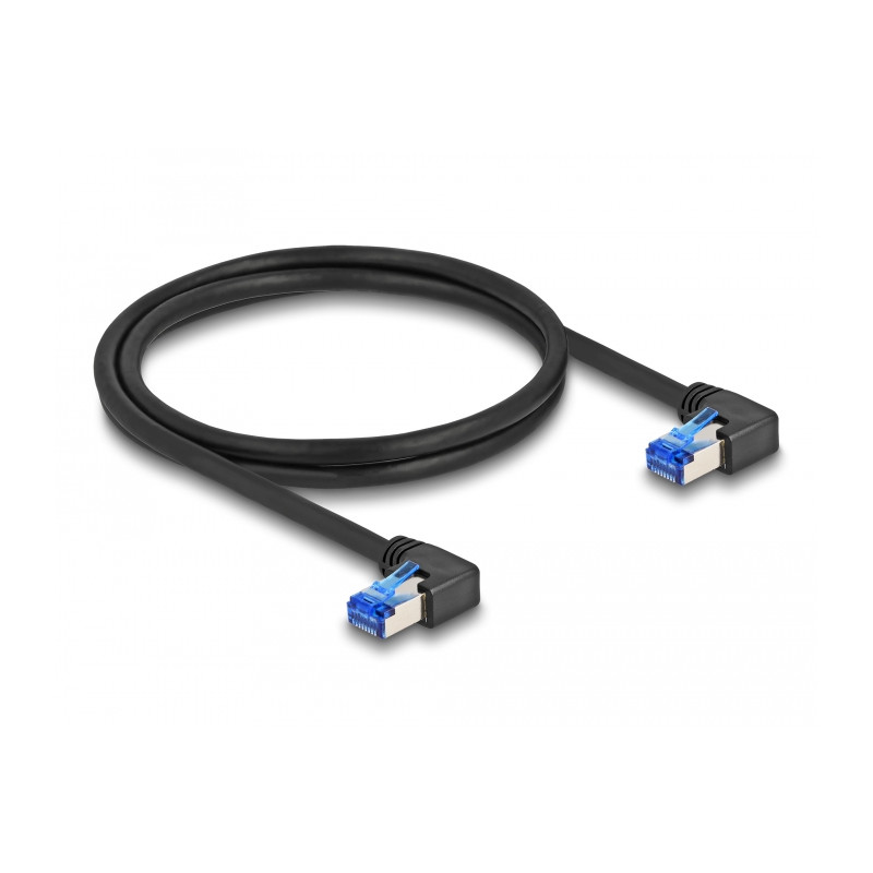 Delock RJ45 Netzwerkkabel Cat.6A S/FTP rechts gewinkelt 1 m schwarz