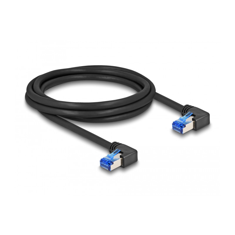 Delock RJ45 Netzwerkkabel Cat.6A S/FTP rechts gewinkelt 2 m schwarz