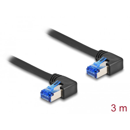 Delock RJ45 Netzwerkkabel Cat.6A S/FTP rechts gewinkelt 3 m schwarz