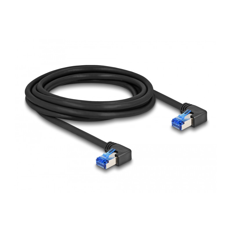 Delock RJ45 Netzwerkkabel Cat.6A S/FTP rechts gewinkelt 3 m schwarz