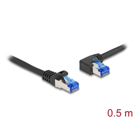 Delock RJ45 Netzwerkkabel Cat.6A S/FTP gerade / links gewinkelt 0,5 m schwarz