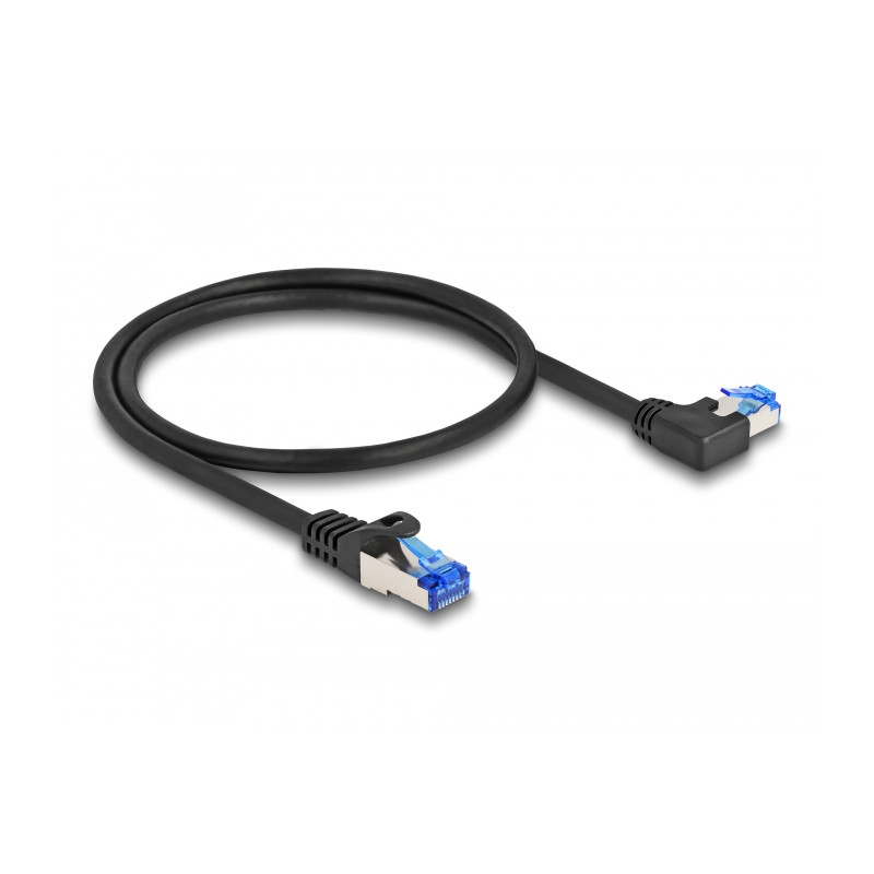 Delock RJ45 Netzwerkkabel Cat.6A S/FTP gerade / links gewinkelt 0,5 m schwarz