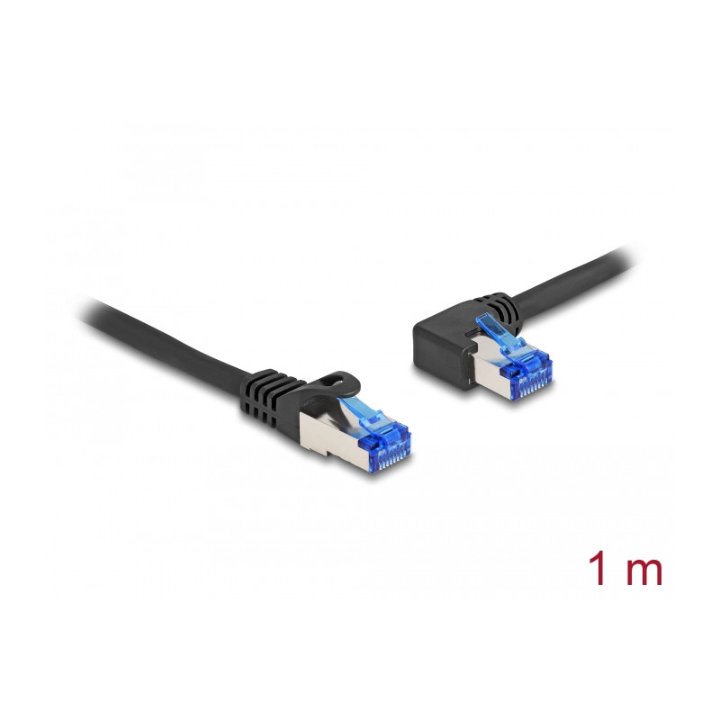 Delock RJ45 Netzwerkkabel Cat.6A S/FTP gerade / links gewinkelt 1 m schwarz