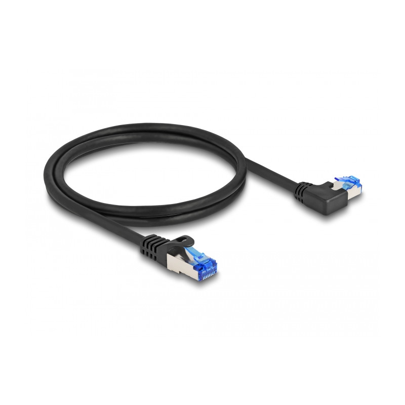 Delock RJ45 Netzwerkkabel Cat.6A S/FTP gerade / links gewinkelt 1 m schwarz