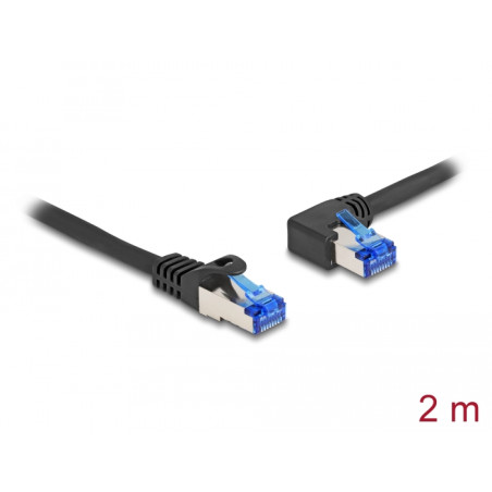 Delock RJ45 Netzwerkkabel Cat.6A S/FTP gerade / links gewinkelt 2 m schwarz