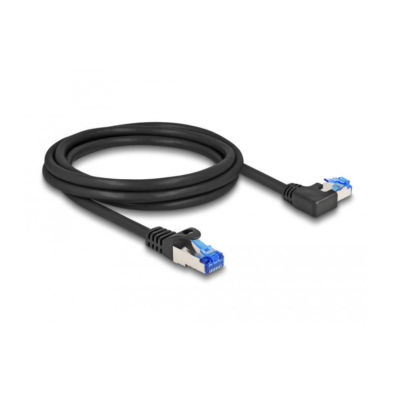 Delock RJ45 Netzwerkkabel Cat.6A S/FTP gerade / links gewinkelt 2 m schwarz
